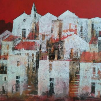 Peinture intitulée "Borgo rosso" par Luigi Torre, Œuvre d'art originale