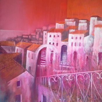 Painting titled "Paesaggio in rosso" by Luigi Torre, Original Artwork