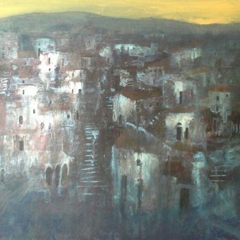 Painting titled "Borgo all'alba" by Luigi Torre, Original Artwork