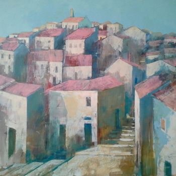 Painting titled "paesaggio rosa" by Luigi Torre, Original Artwork