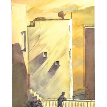 Painting titled "Lumière rasante" by Alexis Rapet, Original Artwork, Watercolor