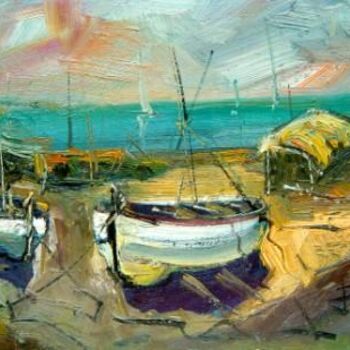 Painting titled "las barcas" by Pedro Castaño, Original Artwork