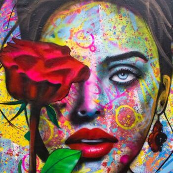 Painting titled "Nomen - Girl with a…" by Artepic Collection, Original Artwork, Spray paint