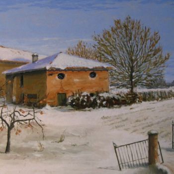 Painting titled "Inverno in campagna" by Artepignato, Original Artwork