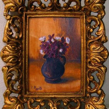 Painting titled ""Vaso con violette"" by Artepignato, Original Artwork