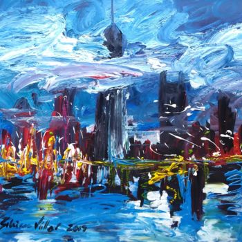 Malerei mit dem Titel "Chicago" von Silvina Vilar, Original-Kunstwerk, Acryl