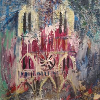 Malerei mit dem Titel "Notre Dame Paris" von Silvina Vilar, Original-Kunstwerk, Acryl