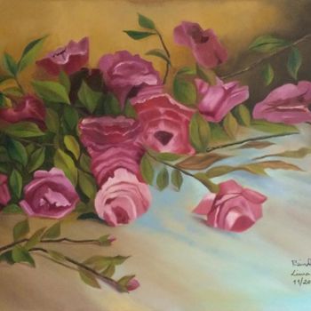 Painting titled "Rosas" by Reinaldo Lima, Original Artwork, Oil