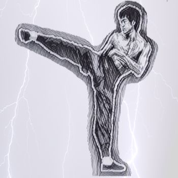 Arts numériques intitulée "Bruce Lee" par Antonio Romano, Œuvre d'art originale, Peinture numérique