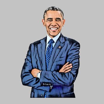 Digital Arts titled "Barack Obama." by Antonio Romano, Original Artwork, Digital Painting