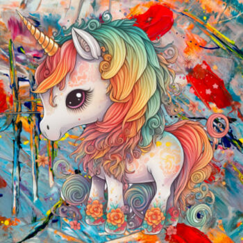 数字艺术 标题为“Unicorno.” 由Antonio Romano, 原创艺术品, 数字油画