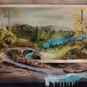 Pittura intitolato "Paesaggio "la mia n…" da Artesam, Opera d'arte originale, Olio