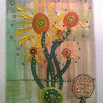 Pintura titulada "flores-creciendo-en…" por Godié, Obra de arte original, Otro