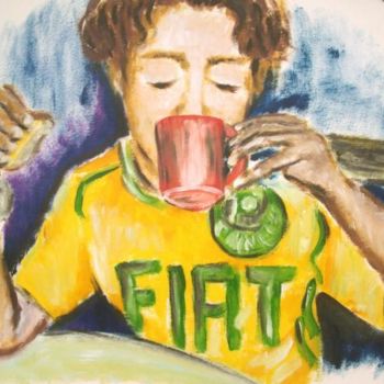 「menino tomando café」というタイトルの絵画 Casによって, オリジナルのアートワーク