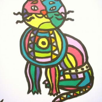 Painting titled "GATO" by Cas, Original Artwork