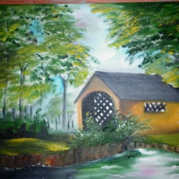 Painting titled "casinha" by Cida Picoli, Original Artwork, Oil