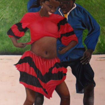 Painting titled "Tumaqueño dancing" by Mito, Original Artwork, Oil