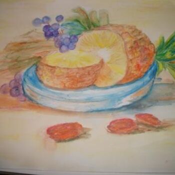 Painting titled "Bandeja de frutas" by Roseli Avila Peres, Original Artwork