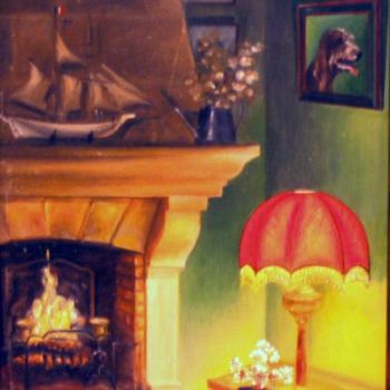 Peinture intitulée "Le feu de bois" par André Teyssier, Œuvre d'art originale, Huile