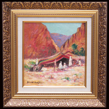 Painting titled "campement-de-nomade…" by Artiste, Original Artwork, Oil