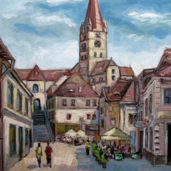 Malarstwo zatytułowany „Sibiu 2010” autorstwa Gheorghe Iergucz, Oryginalna praca, Olej