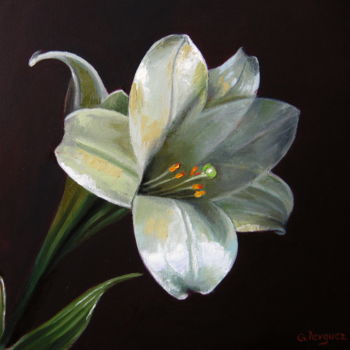 Painting titled "Lily Flower -  Phot…" by Gheorghe Iergucz, Original Artwork, Oil