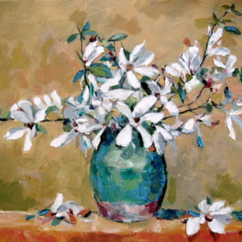 Painting titled "Kobus Flowers - Pho…" by Gheorghe Iergucz, Original Artwork, Oil