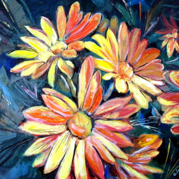 Painting titled "Yellow Flowers - Ph…" by Gheorghe Iergucz, Original Artwork, Oil