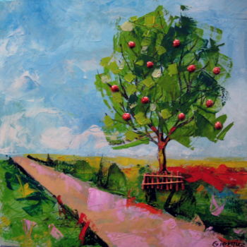 Schilderij getiteld "In Praise Tree - Fr…" door Gheorghe Iergucz, Origineel Kunstwerk, Olie