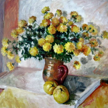 Painting titled "Marigold - Photo, C…" by Gheorghe Iergucz, Original Artwork, Oil