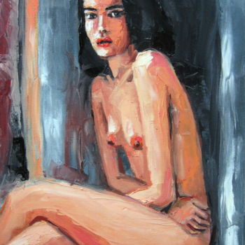 Painting titled "Nud 10 - Photo, Col…" by Gheorghe Iergucz, Original Artwork, Oil