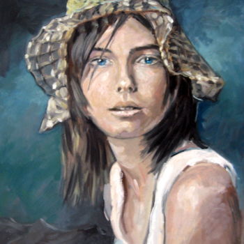 Painting titled "Irina - Photo, Colo…" by Gheorghe Iergucz, Original Artwork, Oil
