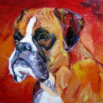 Painting titled "Boxer - Photo, Colo…" by Gheorghe Iergucz, Original Artwork, Oil