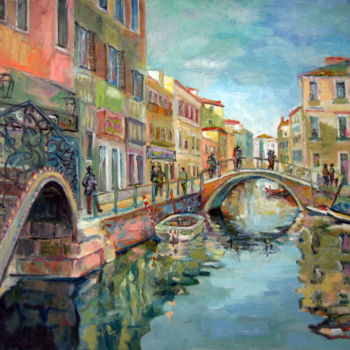 Painting titled "Vacation in Venice…" by Gheorghe Iergucz, Original Artwork, Oil