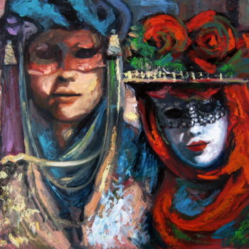 Painting titled "Venice Carnival -…" by Gheorghe Iergucz, Original Artwork, Oil