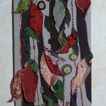 Textielkunst getiteld "Flamboyant" door Laure Vergne, Origineel Kunstwerk, Stof Gemonteerd op Andere stijve panelen