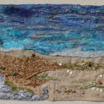 Arte textil titulada "Bord de Mer" por Laure Vergne, Obra de arte original, Tela