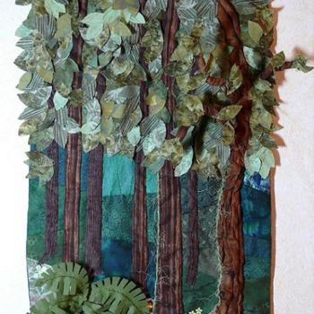 Arte textil titulada "En Forêt" por Laure Vergne, Obra de arte original, Tela