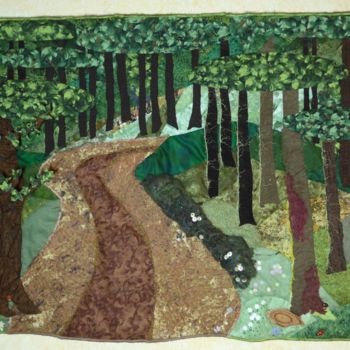 Textile Art titled "En Forêt 2" by Laure Vergne, Original Artwork, Fabric