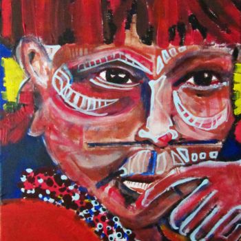 Painting titled "Yanomami" by Ezequiel Mendez, Original Artwork, Acrylic