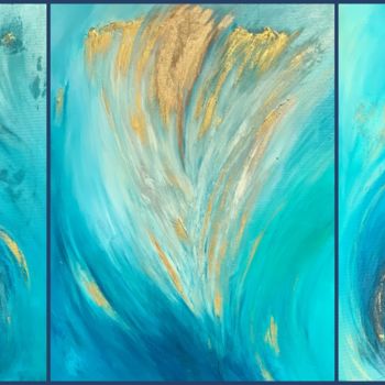 Painting titled "Big triptych abstra…" by Artfarm, Original Artwork, Acrylic Mounted on Wood Panel