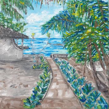 Peinture intitulée "Beach serenity" par Fatima Yg, Œuvre d'art originale, Huile