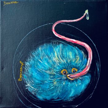 Painting titled "Puffskin" by Daciana, Original Artwork, Acrylic Mounted on Wood Stretcher frame