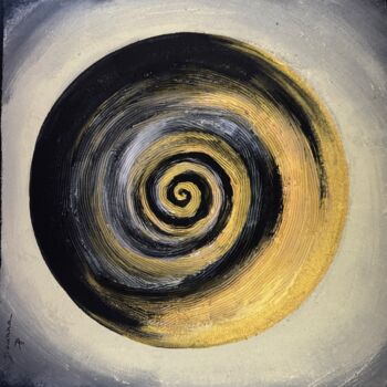 Painting titled "Yin Yang spiral" by Daciana, Original Artwork, Acrylic Mounted on Wood Stretcher frame