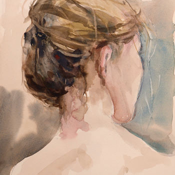 Painting titled "Woman Portrait" by Artfromberlin, Original Artwork, Watercolor