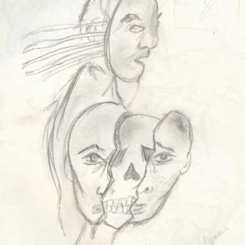 Drawing titled "masques" by Gée, Original Artwork, Other