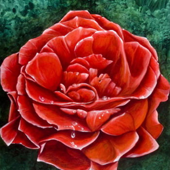 Peinture intitulée "Rosa e rugiada" par Gianfranco Massarenti, Œuvre d'art originale, Acrylique