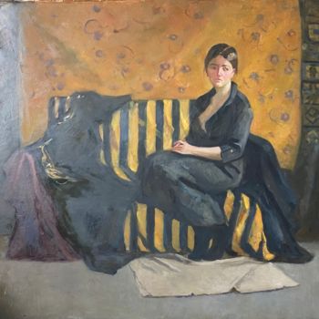 Peinture intitulée "Девушка на желтом" par Anastasiia Goreva, Œuvre d'art originale, Huile