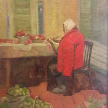 Peinture intitulée "Урожай яблок. Россия" par Anastasiia Goreva, Œuvre d'art originale, Huile