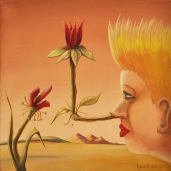 Painting titled "Spitnäserich mit le…" by Josch H. Pfisterer, Original Artwork, Oil